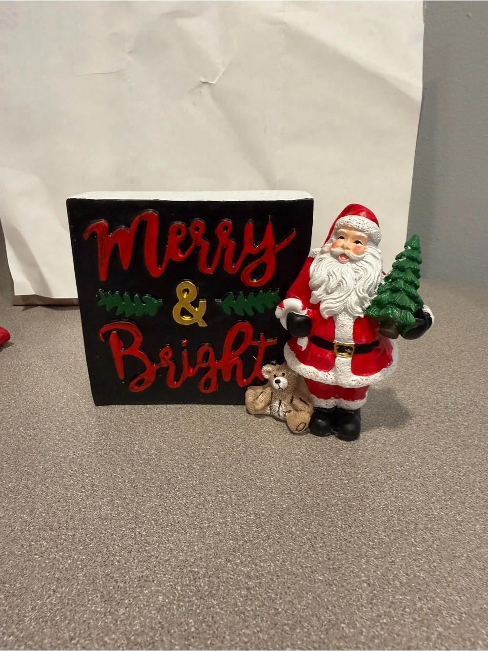 Pier One import Merry Christmas Table Top Decor Set of Santa